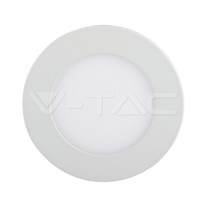 Panou LED V-TAC 18W 4000K Alb Natural este o plafoniera rotundă albă, cu o suprafață netedă și un design simplu.