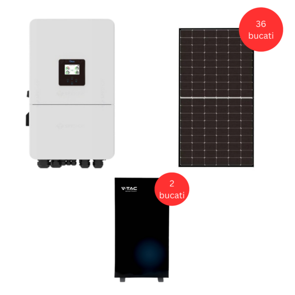 Kit Invertor Deye 15kWh Low Voltage + 36 panouri Risen N-Type 425W + 20.48kWh Stocare( 2x 10,24kWh)