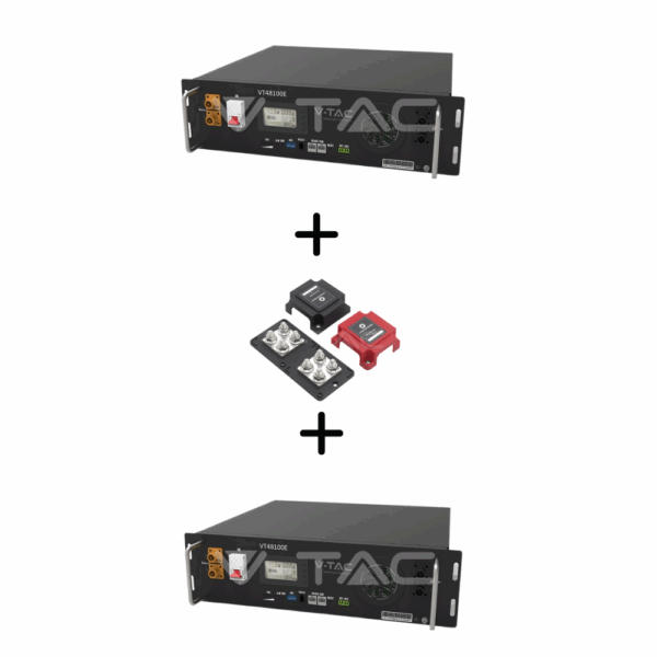Kit 2 Bucati Acumulator V-TAC 5.12kWh montaj in rack + BusBar pentru Paralelizare Acumulatori