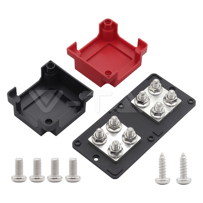 BusBar 400A V-TAC Rosu+Negru M10*4 pentru paralelizare acumulatori fotovoltaici 16 BusBar 400A V-TAC Rosu+Negru M10*4 pentru paralelizare acumulatori fotovoltaici - imagine 16