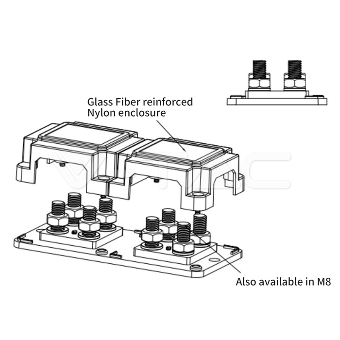 BusBar 400A V-TAC Rosu+Negru M10*4 pentru paralelizare acumulatori fotovoltaici 14 BusBar 400A V-TAC Rosu+Negru M10*4 pentru paralelizare acumulatori fotovoltaici - imagine 14