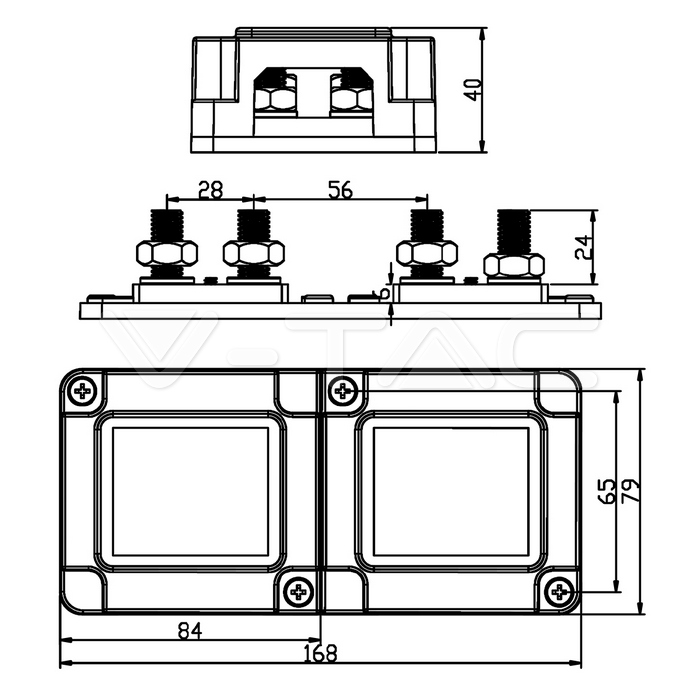 BusBar 400A V-TAC Rosu+Negru M10*4 pentru paralelizare acumulatori fotovoltaici 13 BusBar 400A V-TAC Rosu+Negru M10*4 pentru paralelizare acumulatori fotovoltaici - imagine 13