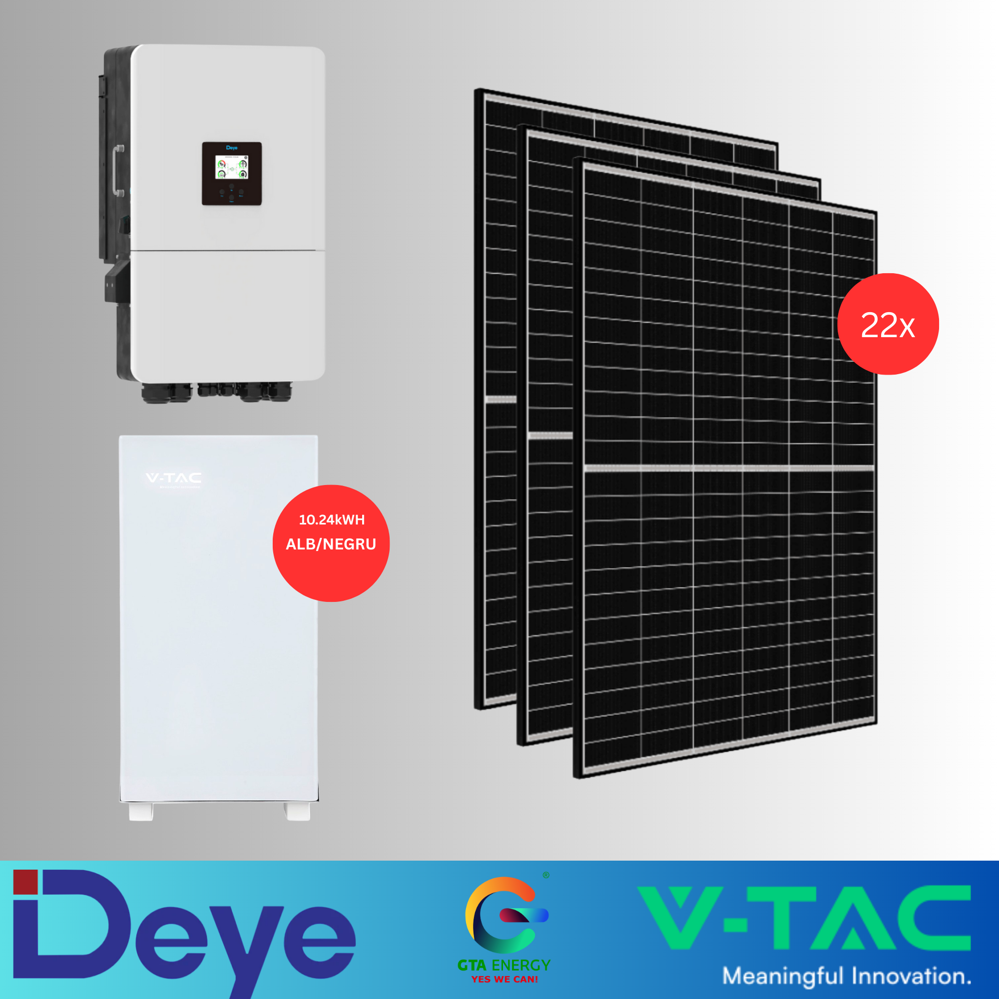 KIT FOTOVOLTAIC 10kW TRIFAZAT HIBRID DEYE SUN-10K-SG05LP3-EU-SM2 + Acumulator V-TAC 10.24kWh PowerWall + Panouri Canadian Solar 460W (22 panouri) 1 KIT FOTOVOLTAIC 10kW TRIFAZAT HIBRID DEYE SUN-10K-SG05LP3-EU-SM2 + Acumulator V-TAC 10.24kWh PowerWall + Panouri Canadian Solar 460W (22 panouri)