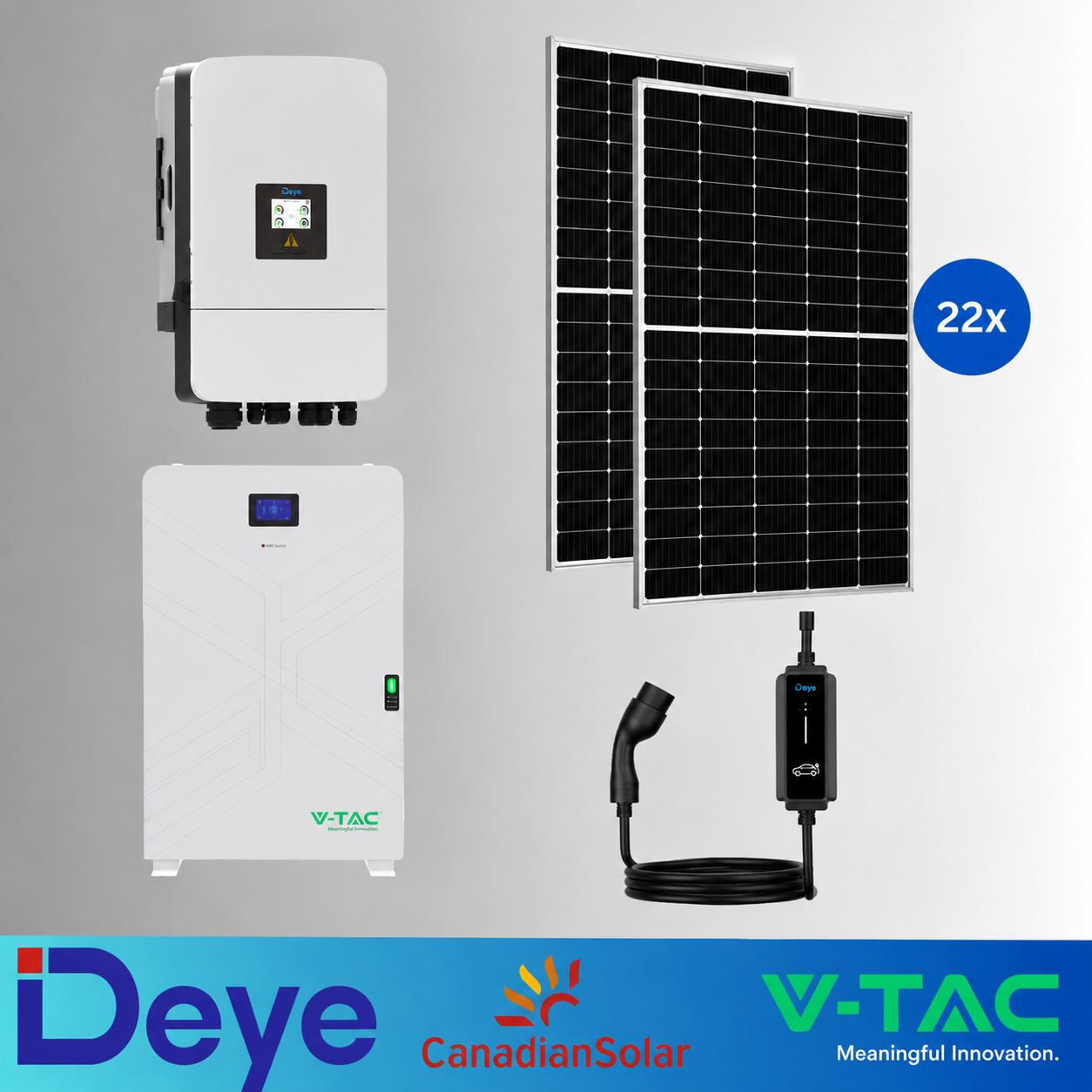 KIT FOTOVOLTAIC 10kW TRIFAZAT HIBRID DEYE SUN-10K-SG05LP3-EU-SM2 + Acumulator V-TAC 14.33kWh LiFePO4 IP20+Panouri Canadian Solar 460W (22 panouri) + Stație Încărcare Masini Electrice 400V, 22ackW, Reglabila, DEYE 1 KIT FOTOVOLTAIC 10kW TRIFAZAT HIBRID DEYE SUN-10K-SG05LP3-EU-SM2 + Acumulator V-TAC 14.33kWh LiFePO4 IP20+Panouri Canadian Solar 460W (22 panouri) + Stație Încărcare Masini Electrice 400V, 22ackW, Reglabila, DEYE