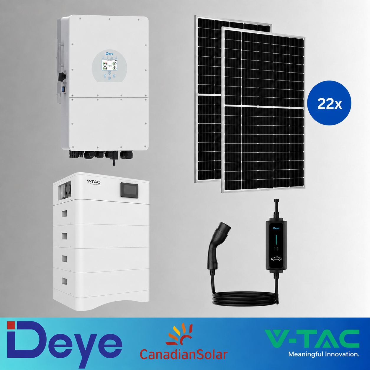 KIT FOTOVOLTAIC 10kW TRIFAZAT HIGH VOLTAGE HIBRID DEYE SUN-10K-SG01HP3-EU-AM2 + Set Acumulatori LiFePO4 High Voltage V-TAC 20.48kWh IP65 +Panouri Canadian Solar 460W (22 panouri) + Stație Încărcare Masini Electrice 400V, 22ackW, Reglabila, DEYE 1 KIT FOTOVOLTAIC 10kW TRIFAZAT HIGH VOLTAGE HIBRID DEYE SUN-10K-SG01HP3-EU-AM2 + Set Acumulatori LiFePO4 High Voltage V-TAC 20.48kWh IP65 +Panouri Canadian Solar 460W (22 panouri) + Stație Încărcare Masini Electrice 400V, 22ackW, Reglabila, DEYE