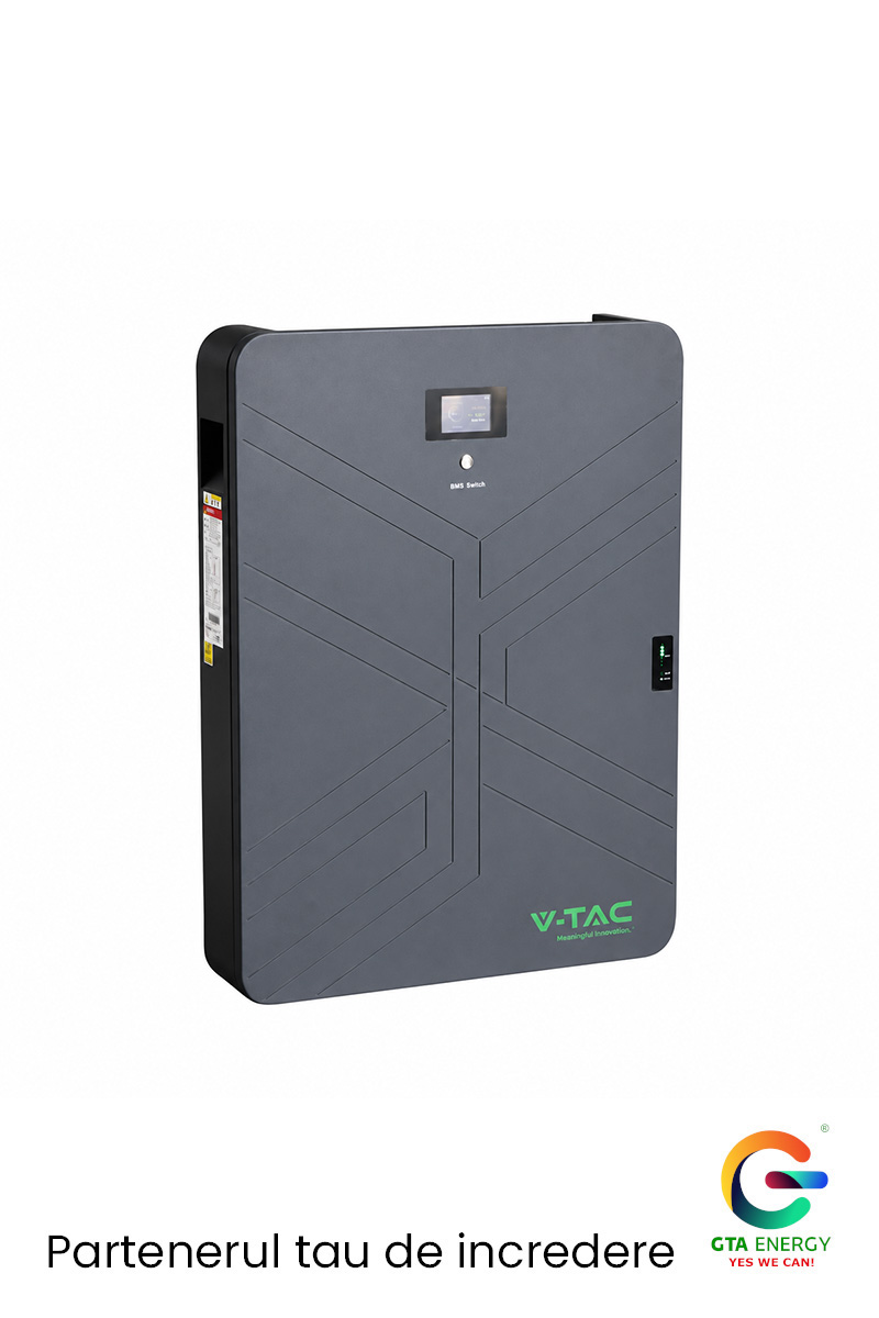 Acumulator V-TAC 14.33kWh LiFePO4 Slim 8 Acumulator V-TAC 14.33kWh LiFePO4 Slim